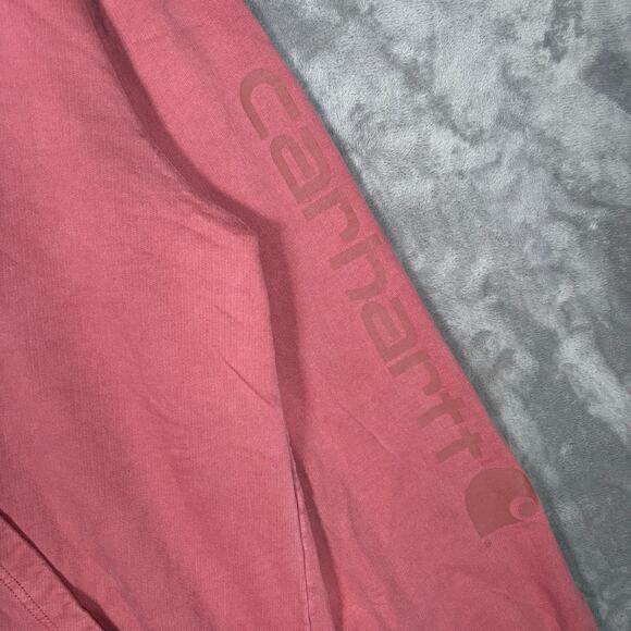 Carhartt Men’s Relaxed Fit Rosewood Red Cotton Hoodie Size L - Picture 4 of 7